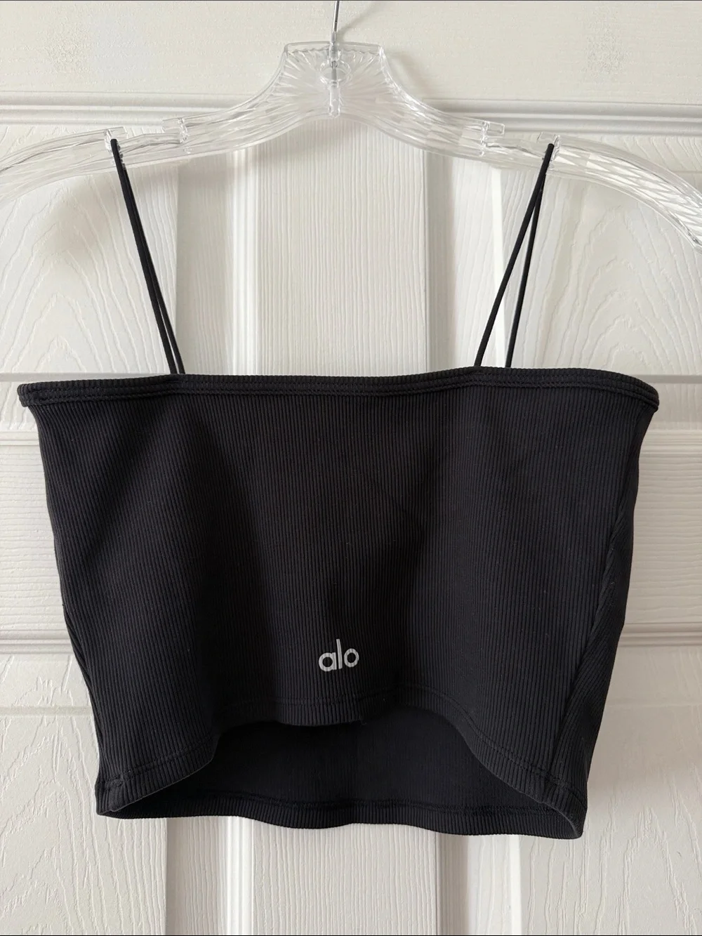 Alo Black Goddess Ribbed Bandeau Top Size Medium